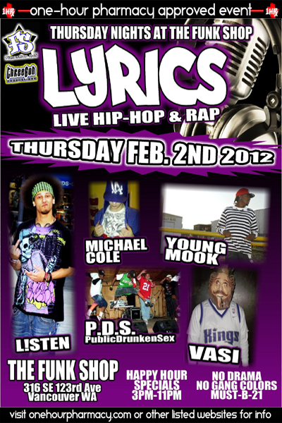 Thursday - 2/2 - Public Drunken Sex @ Funk Shop (Lindo's in Vancouver, WA)
